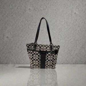 Coach Black and Cream Signature Tote